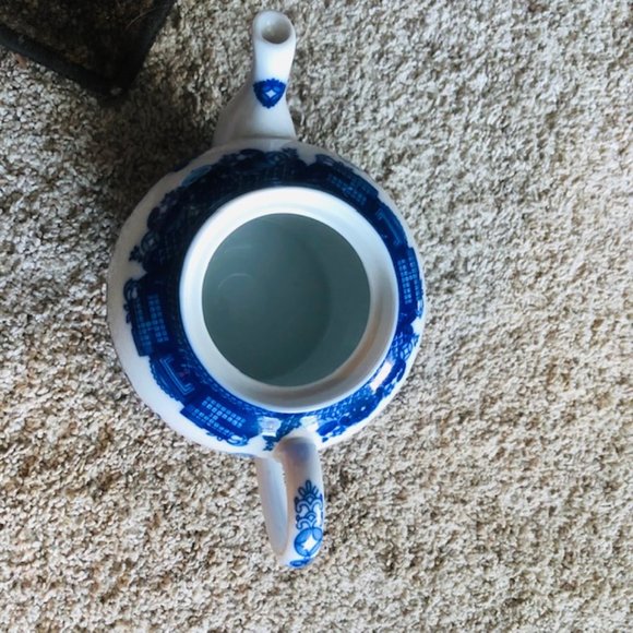 Flow Blue Oriental Pattern Style Tea Pot - Infuser - No Lid - Picture 10 of 10